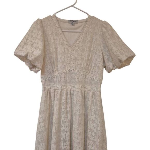Polagram Women's Ivory Poly/Cotton Lined Lace Dress - Picture 5 of 12